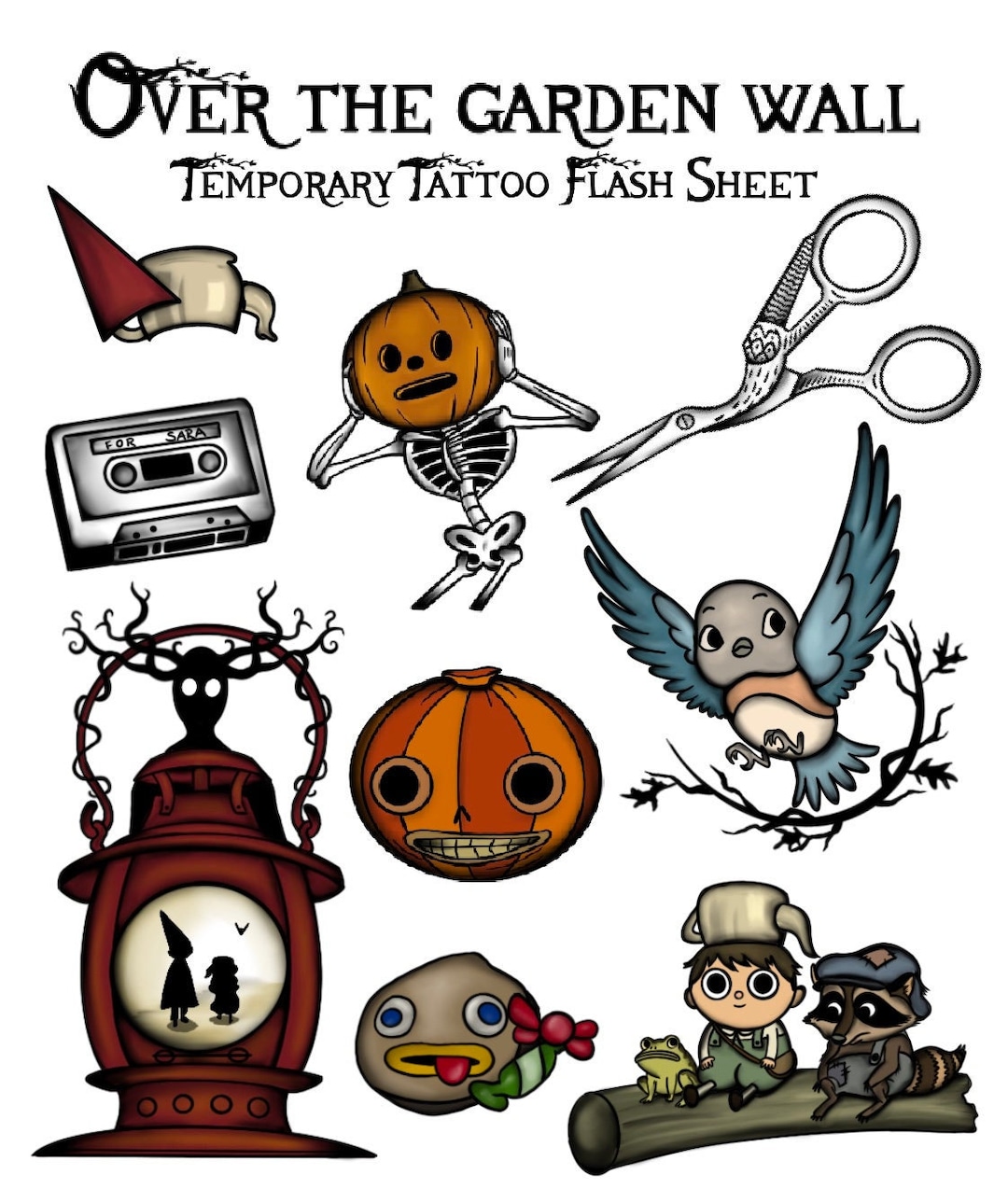 Over The Garden Wall tattoo flash sheet by TheArtofSoup on DeviantArt