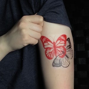 Black and Red Butterfly Temporary Tattoo