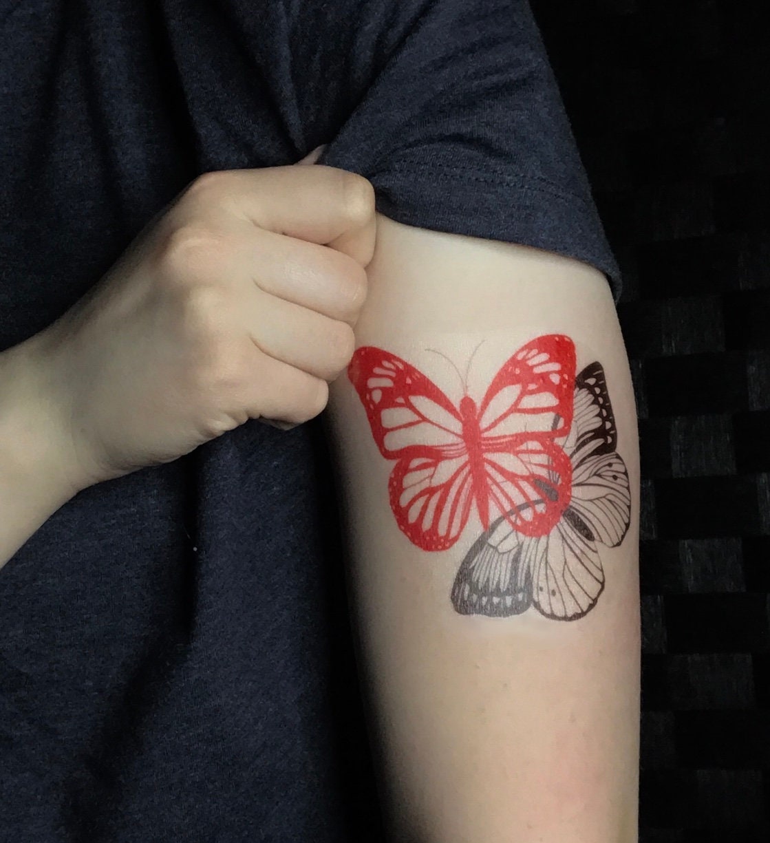 All red butterfly from Matt at Iron and Gold tattoo in Spokane WA  Absolutely love this shop and artist  rtattoos