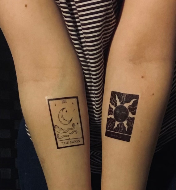wallpapers The Sun Tarot Tattoo sonne und mond temporare tarot karte tattoos satz von etsy