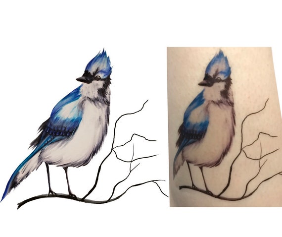 Blue Jay Realistic Temporary Tattoo Etsy Blue Jay Realistic Temporary Tattoo Etsy