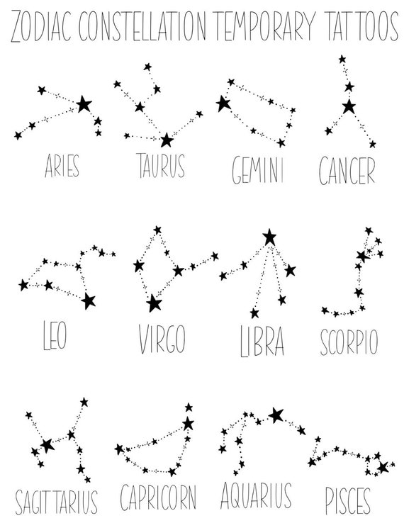 Zodiac Constellation Temporary Tattoos - Etsy Singapore