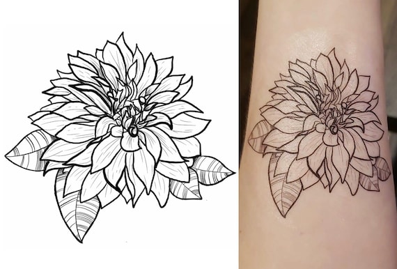Dahlia Realistic Temporary Tattoo - Etsy Singapore Dahlia Realistic Temporary Tattoo - Etsy Singapore
