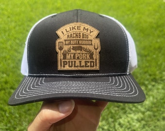 I Like My Racks Big|  Adult/Teen | Funny Adult Snapback Hat | BBQ Dad Hat | Flat Bill | Colors | Vegan Leather| chef | Truckers