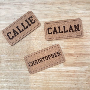 Vegan Leather Custom Patches | Personalized Name Patch | Logo Patches | DIY Iron on | Business Logo Patch | Engraved Leather | Stocking Name