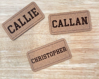 Vegan Leather Custom Patches | Personalized Name Patch | Logo Patches | DIY Iron on | Business Logo Patch | Engraved Leather | Stocking Name