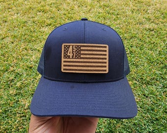 Adult/Teen | 45 47 Two Time President Flag Hat |  BOAT Hat | LAKE Hat | Flat Bill | Colors | Vegan Leather| fonts| Trucker