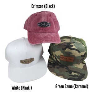 Mom Life/Dad Life | Custom Mom Hat | Custom Dad Hat | Baseball Hat | Snapback | Trucker Hat| Adult | Many Colors | Vegan Leather Patch