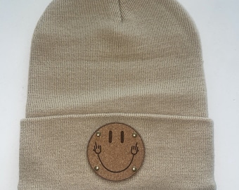 Smiley Face Middle Fingers | Adult/Teen | Custom Adult Snapback Hat | Personalized Name Hat | Flat Bill | Colors | Vegan Leather| winter hat