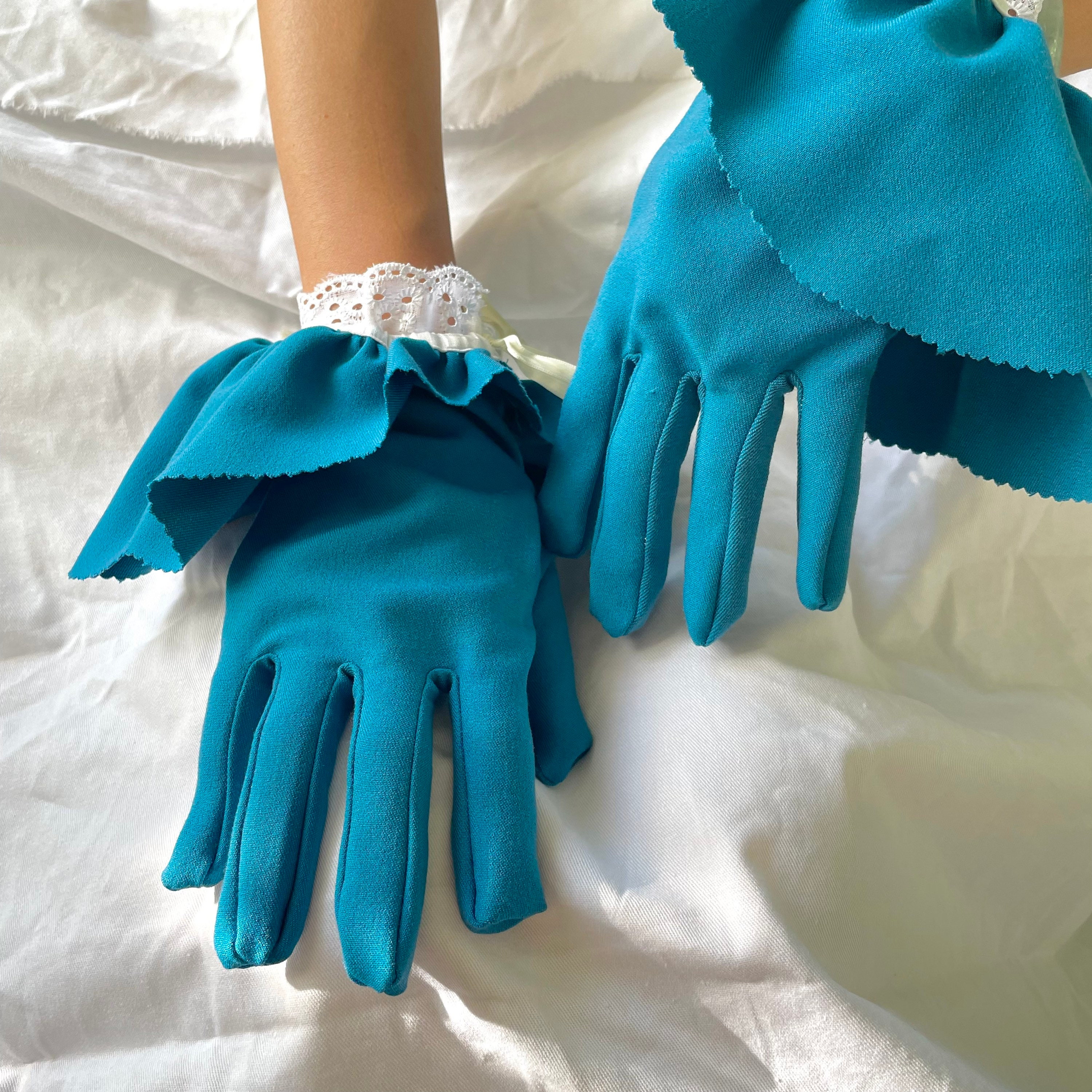 Broche Vintage En Celluloïd - Gants Bleus - Années 80, Bijou Rétro