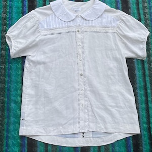 Upcycled blouse, lace blouse, white top, patchwork blouse