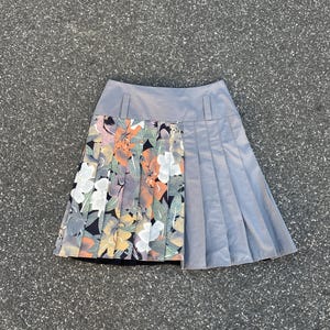 Floral skirt, midi skirt, grey skirt, vintage skirt,skirt with peplum