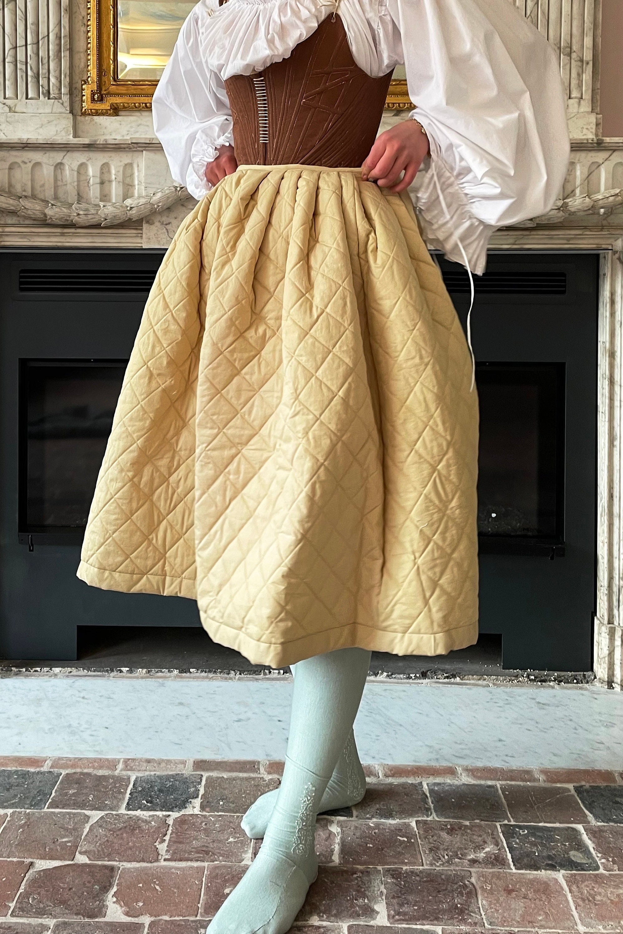 Historical Quilted Petticoat, 18th Undergarment, Rococo Petticoat, Girl