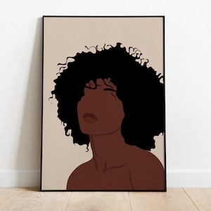 African Woman Wall Art, African American Wall Art, African Woman Art, INSTANT DOWNLOAD, Black Girl Print, Fashion Print, Woman Illustration