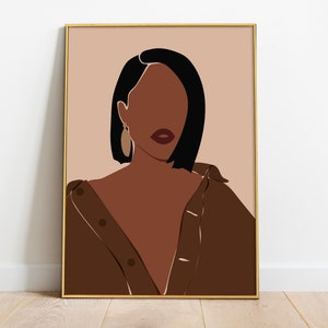 Schwarze Frau Wandkunst, afrikanische Frau Kunst, INSTANT DOWNLOAD, schwarze Sendewandkunst, weibliche Portrait Druck, schwarze Frauen Druck, Frau Illustration