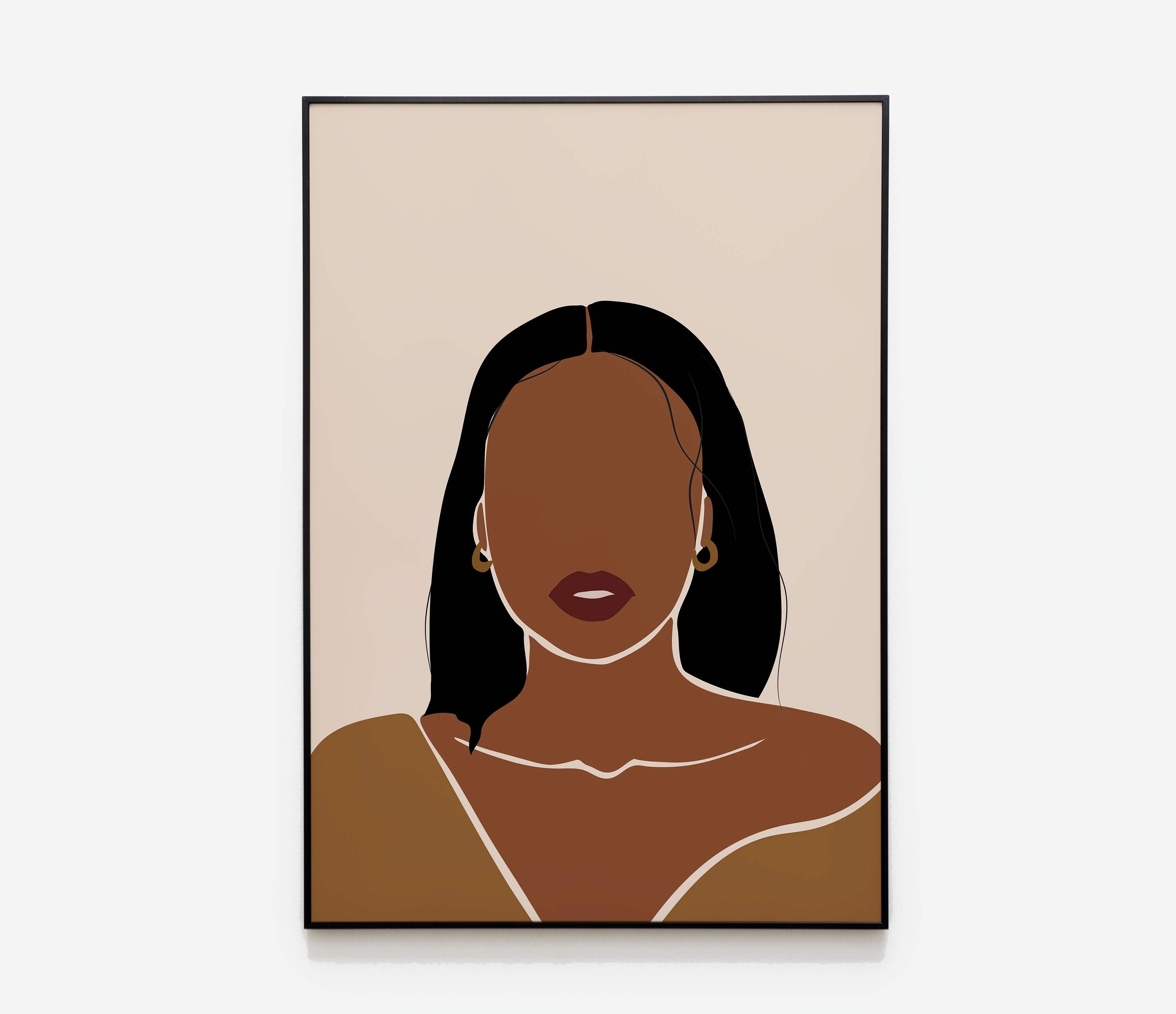 Black Woman Art Print Minimalist Earth Tone Wall Art Black - Etsy