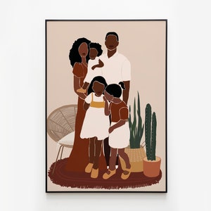家族のアートプリント、家族のポートレート、母の日ギフト、即時ダウンロード、黒人女性のアートプリント、子供部屋プリント、母親プリント、ボヘミアンウォールアート