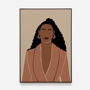 Modern Black Girl Art, INSTANT DOWNLOAD, Black Woman Art, African American Art, Female Portrait, Black girl Illustration, Fashion print