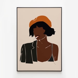 Female Wall Art, Fashion Art Print, Woman Illustration, INSTANT DOWNLOAD, Female Abstract, Minimalist Drawing, Self Love, Cool Girl Wall Art