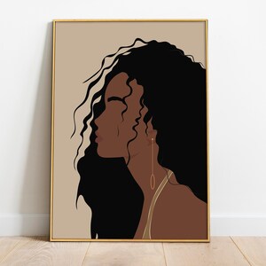 Black Woman Print, African American Art, INSTANT DOWNLOAD, Boho Wall Art,Afro Female Portrait, Black Girl Magic Art,Boho Decor,Fashion Print