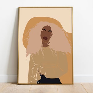 African American Art, Black Woman Art, Black Girl Art, Woman Art Decor, Modern Wall Art, Fashion Flower Art, Boho Wall Art, Floral Wall Art