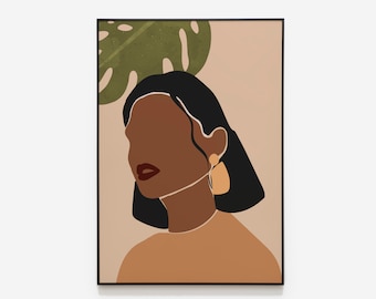 Female Art Print, Black Woman Print, Female Empowerment Poster, Black Girl Print, Black Women Wall Art,Boho Print, African Woman Wall Art