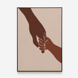 Hands Wall Print, Abstract Mom and Baby Wall Art, INSTANT DOWNLOAD, Holding Hands Poster, Boho Hands, African Art, Black Hands Poster