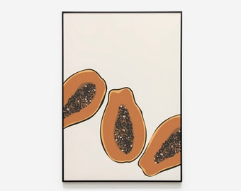 Papaya Wall Art, Papaya Poster,  Fruits Print, INSTANT DOWNLOAD, Kitchen Print, Modern Wall Art, Modern Art, Fruits Wall Art, Papaya Print