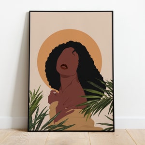 Black Woman Wall Art, African American Wall Art, African Woman Art, INSTANT DOWNLOAD, Black Girl Print, Fashion Print, Woman Illustration