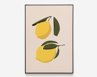 Modern Lemons Wall Art, Food Print, Kitchen Decor, INSTANT DOWNLOADKitchen Print, Fruits Wall Art, Boho Lemons Poster, Abstract Wall Decor