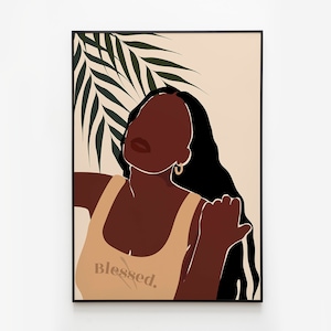 Black Woman Art, African Digital Print, INSTANT DOWNLOAD, Fashion Wall Art,Afro Female Portrait, Black Girl Magic Art, Christian Quote Art
