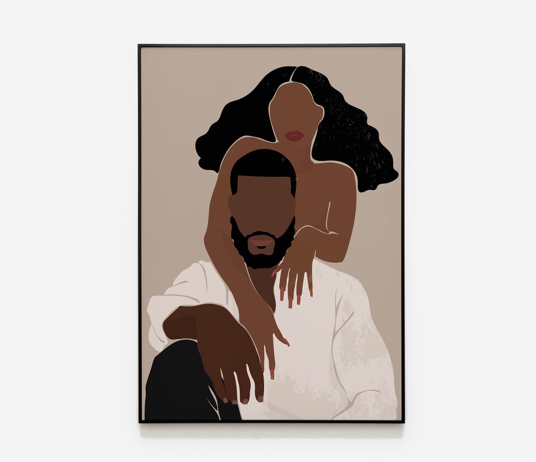 Black Couple Wall Art, Black Love, BLM Art, African Wall Art, Modern