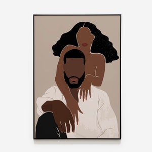 Black Couple Wall Art, Black Love, BLM Art, African Wall Art, Modern Woman Wall Decor, Brown Girl Art , African American Couple, Black Man