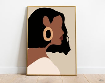 Black Woman Wall Art, Black Girl Wall Art, INSTANT DOWNLOAD, African Woman Art, Black Girl Print, Fashion Print, Woman Illustration Girl art