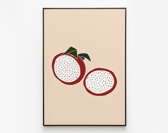 Dragonfruit Wall Art, Kitchen Print, Dragonfruit Print, Fruits Wall Art, Fruits Poster, Modern Wall Art, INSTANT DOWNLOAD,Dragonfruit Poster