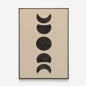 Moon Phases Art, Abstract Art, Modern Mid Century Art, Minimalist Art, Boho Wall Print, Geometric Art, Earth Tone Wall Art, Waxing Moon