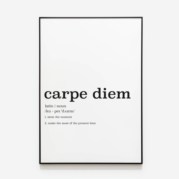 Carpe Diem Wall Art Print, Travel Minimal Wall Art, INSTANT DOWNLOAD, Motivational Quote Poster, Printable Typographic Art, Typography Print