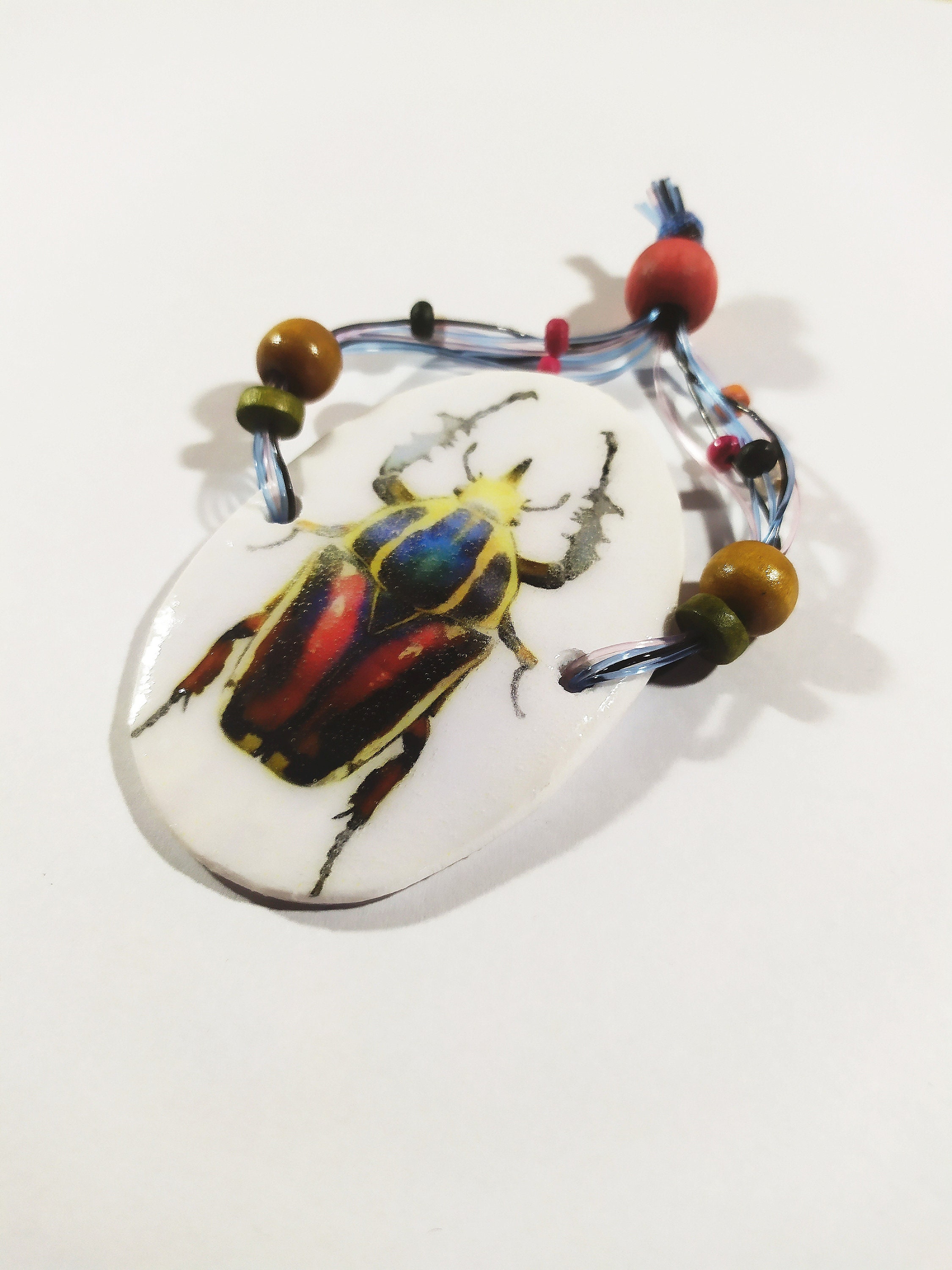 Beetle bracelet. Bug bracelet. Insect jewelry. Beads bracelet. Etsy