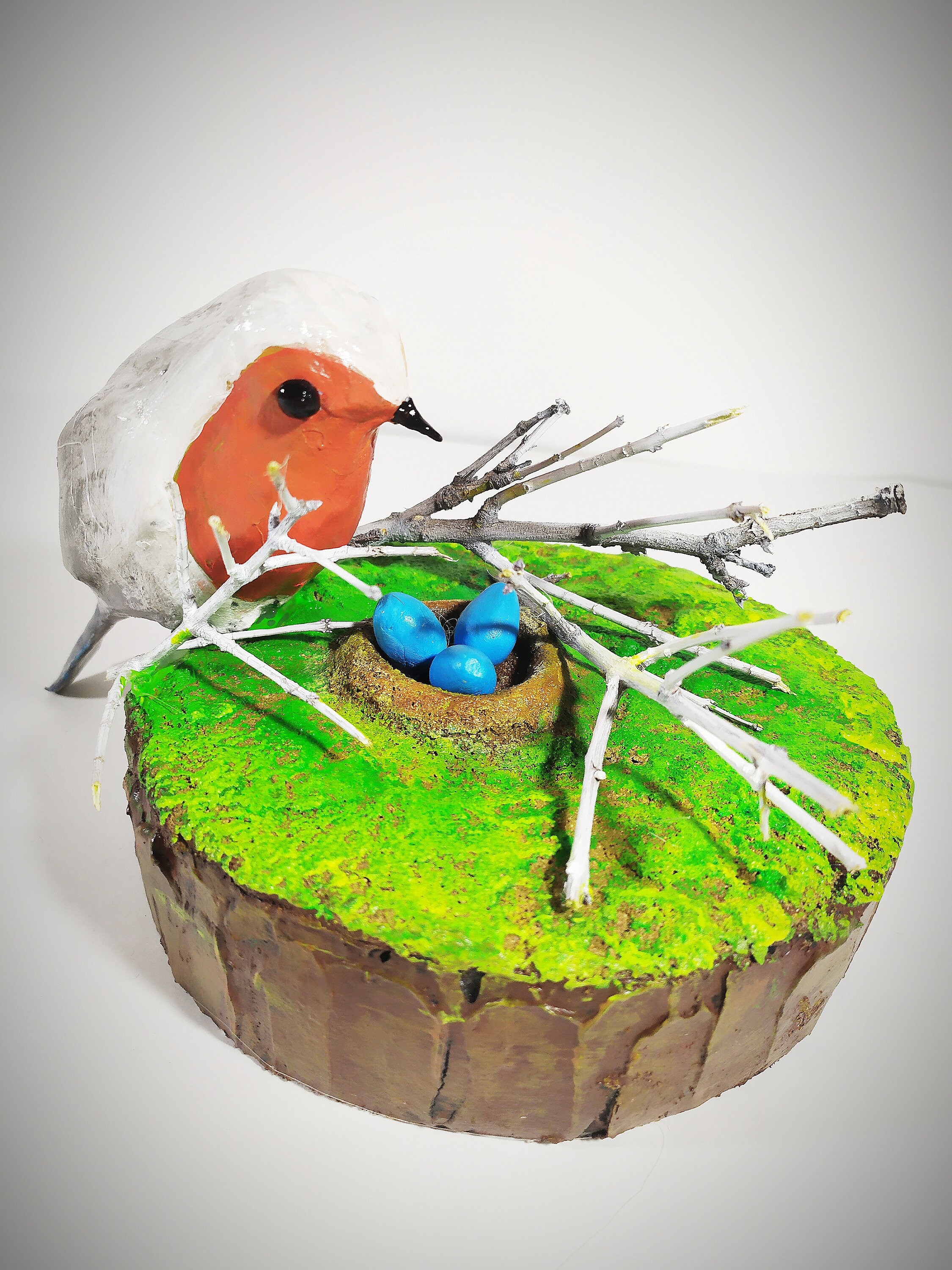 Bird and nest sculpture. Home decoration. Paper Mache Etsy