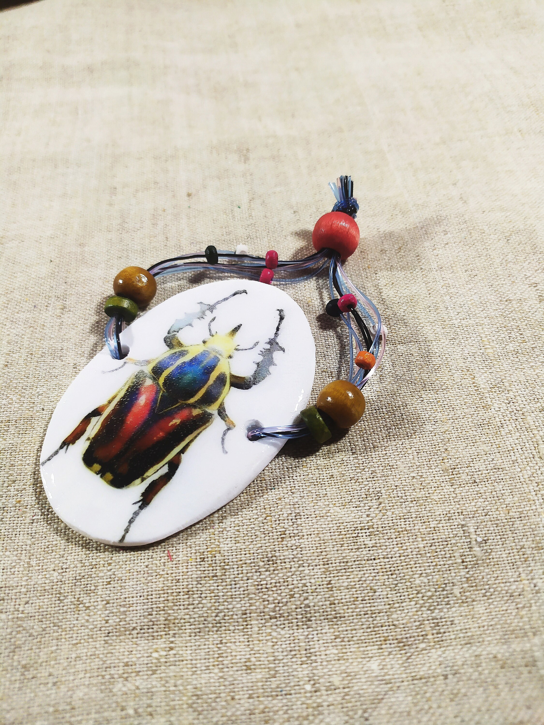 Beetle bracelet. Bug bracelet. Insect jewelry. Beads bracelet. Etsy