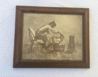 - Vintage Brown Boxer Dog Chalk Pastel Original Artwork American Folk Art Home Decor Retro Man/'s Best Friend Framed Illustration -