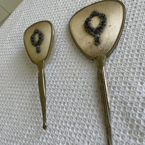 Vintage Silver Hairbrush Set, Vintage Brush and mirror, Vintage Vanity Accessories, Vintage Silver Brush, Vintage hand held Mirrors