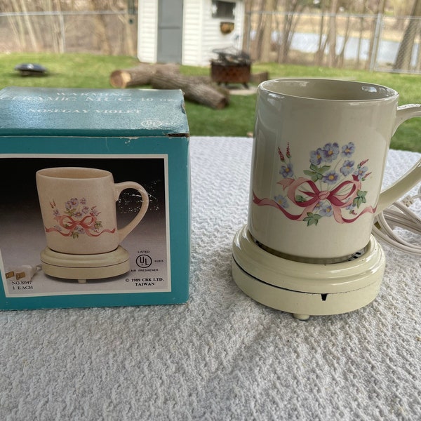 Vintage Ceramic Floral Mug Warmer, Vintage Mug Warmer, Coffee Cup Warmer, Mug Warmer, Vintage Floral Mugs.