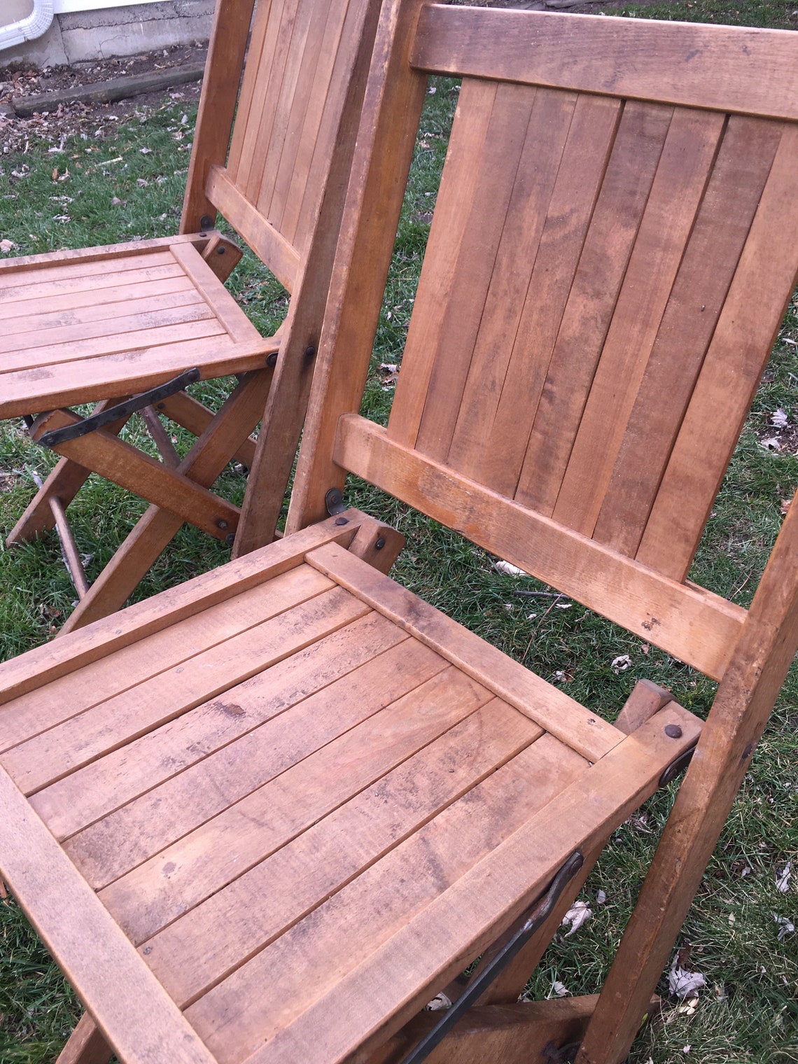 Vintage Wooden Folding Chairs Simmons Company Antique Wooden Etsy