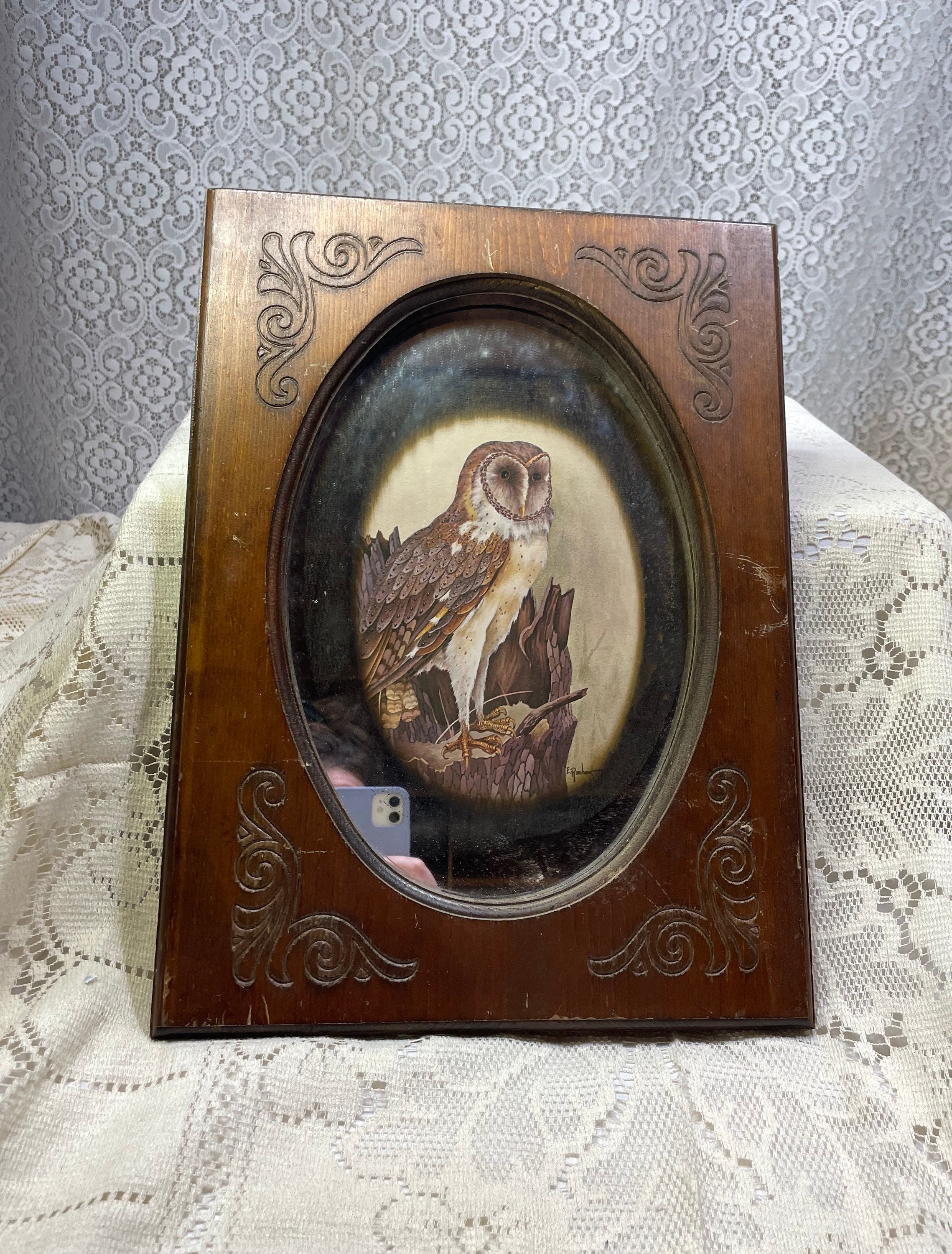 Vintage Owl Mirror Wood Framed Vintage Owl Mirrors Vintage Etsy