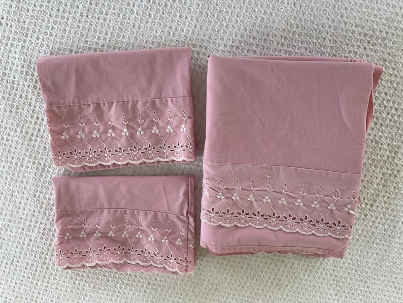 Vintage Full Flat Pink Sheet and Pillowcases Vintage Full Etsy