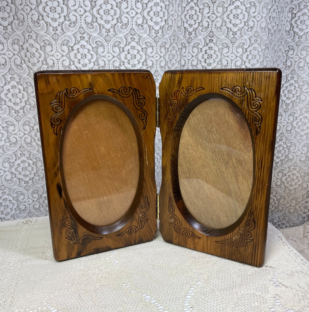 Vintage 5x7 Wood Double Photo Frame, Vintage Wooden Picture Frame ...