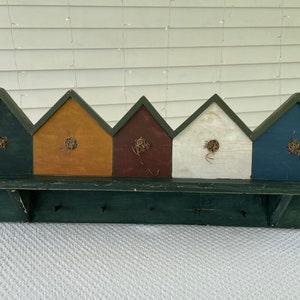 Vintage Wood Birdhouse Shelf And Hooks, Vintage Birdhouse Shelf, Vintage Wood Shelf, Vintage Birdhouse Shelves, Vintage  Birdhouse Decor.