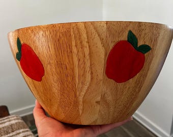 Vintage Wood Apple Bowl, Apple Bowls, Vintage Apple Bowls, Vintage Fruit Bowl, Vintage Fall Decor, Fall Decor, Apple Decor, Wooden Bowls.
