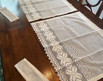 Vintage White Lace Valance, Vintage Lace Curtains, Shabby Chic Curtains, White valances, white kitchen valances, lace valances.